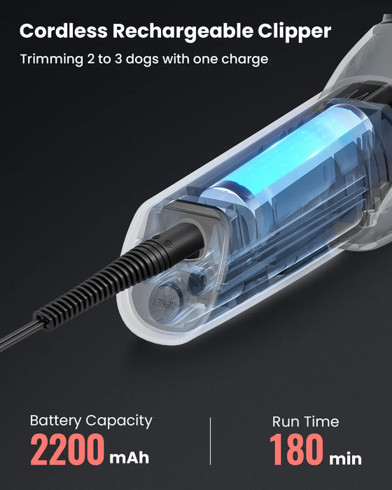 Smart Pet Clipper Kit with Heatproof Blades, LED Display, 3 Speeds, Auxiliary Light & Rechargeable Heavy-Duty Pet Hair Trimmer Shaver
