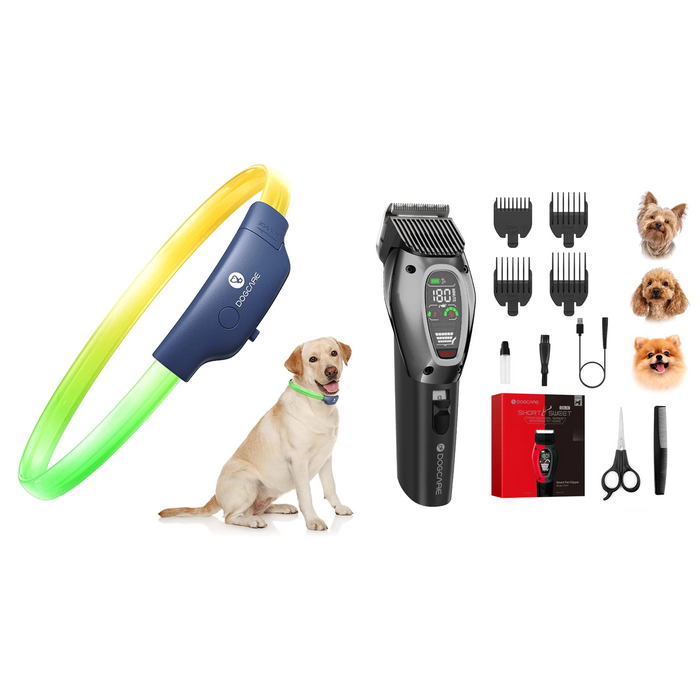 Smart Pet Clipper Kit with Heatproof Blades, LED Display, 3 Speeds, Auxiliary Light & Rechargeable Heavy-Duty Pet Hair Trimmer Shaver